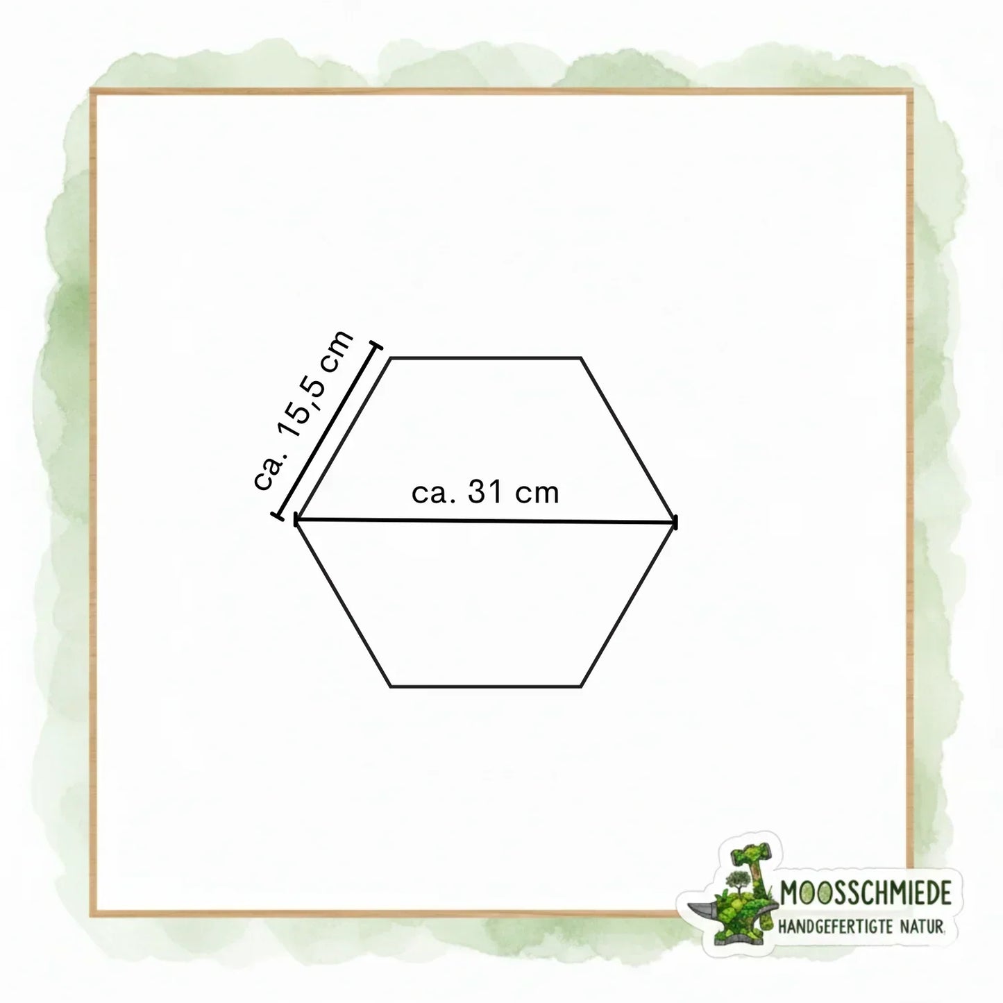 Hexagon Moosbild (21/26/31cm) | Einzeln & erweiterbar | Kugelmoos, Farn, Amarant - Mein Shop