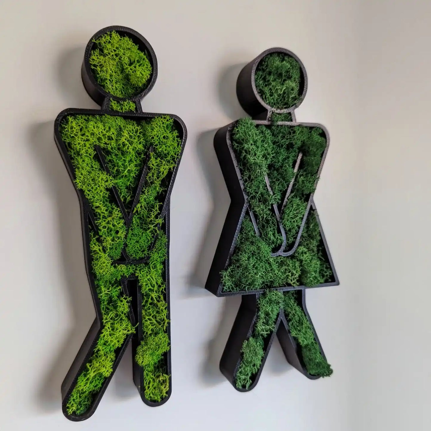 Konserviertes Islandmoos in 3d gedruckten Mann & Frau WC-Schild
