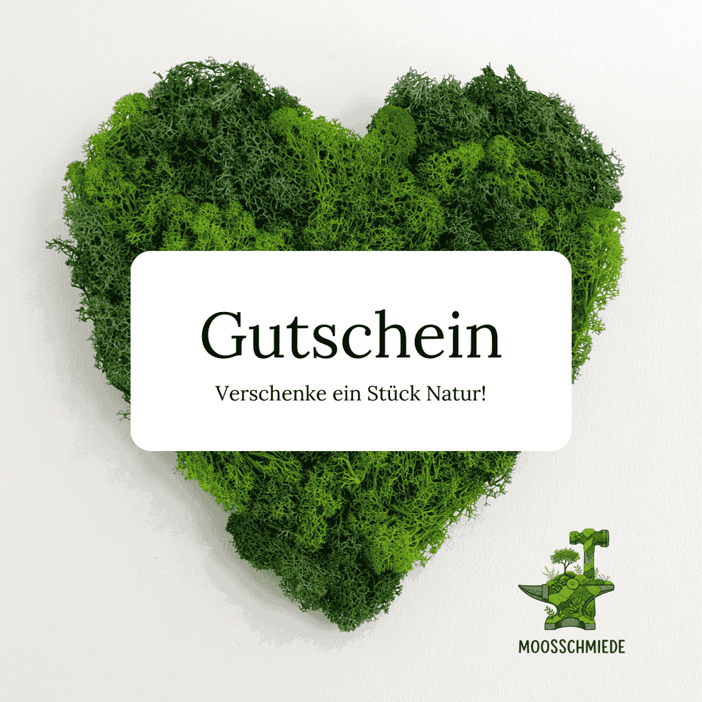 Geschenkgutschein MoosSchmiede für handgefertigte Moosbilder und Wanddeko