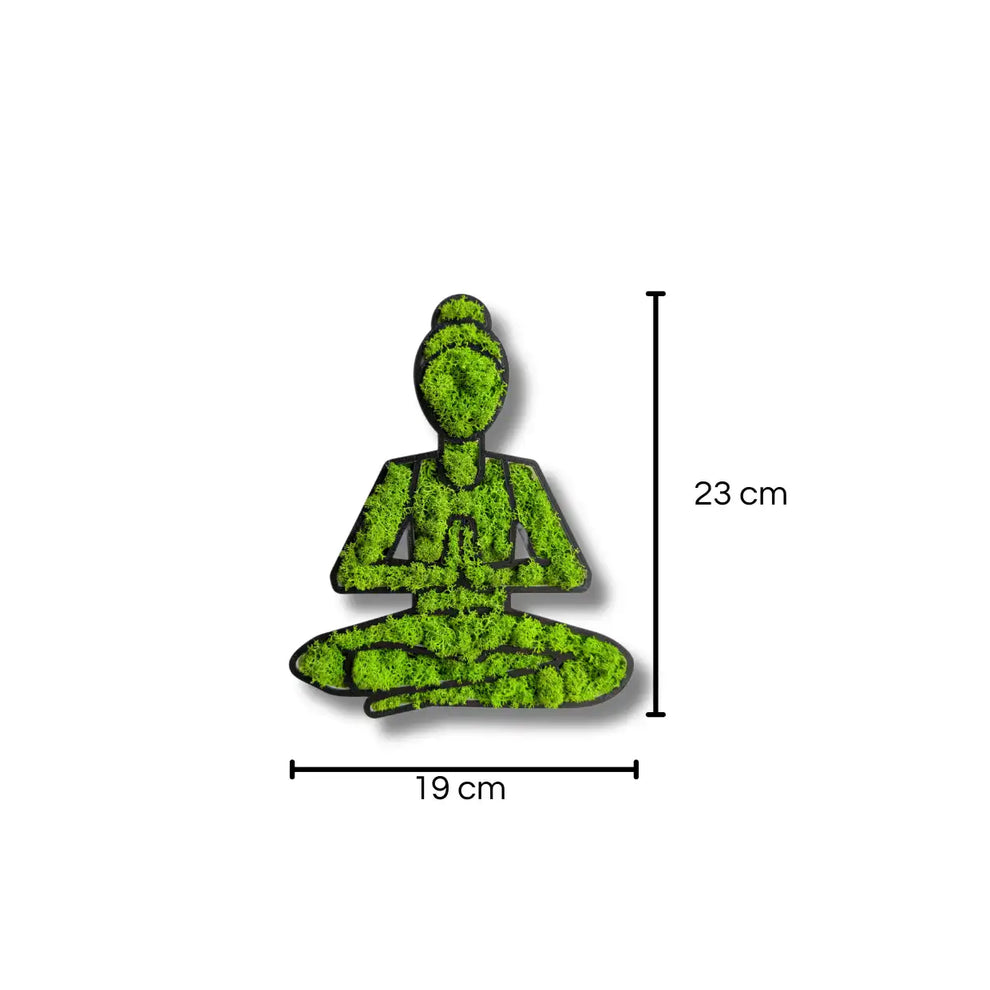 Bemaßung von Yogafigur gefüllt mit Islandmoos